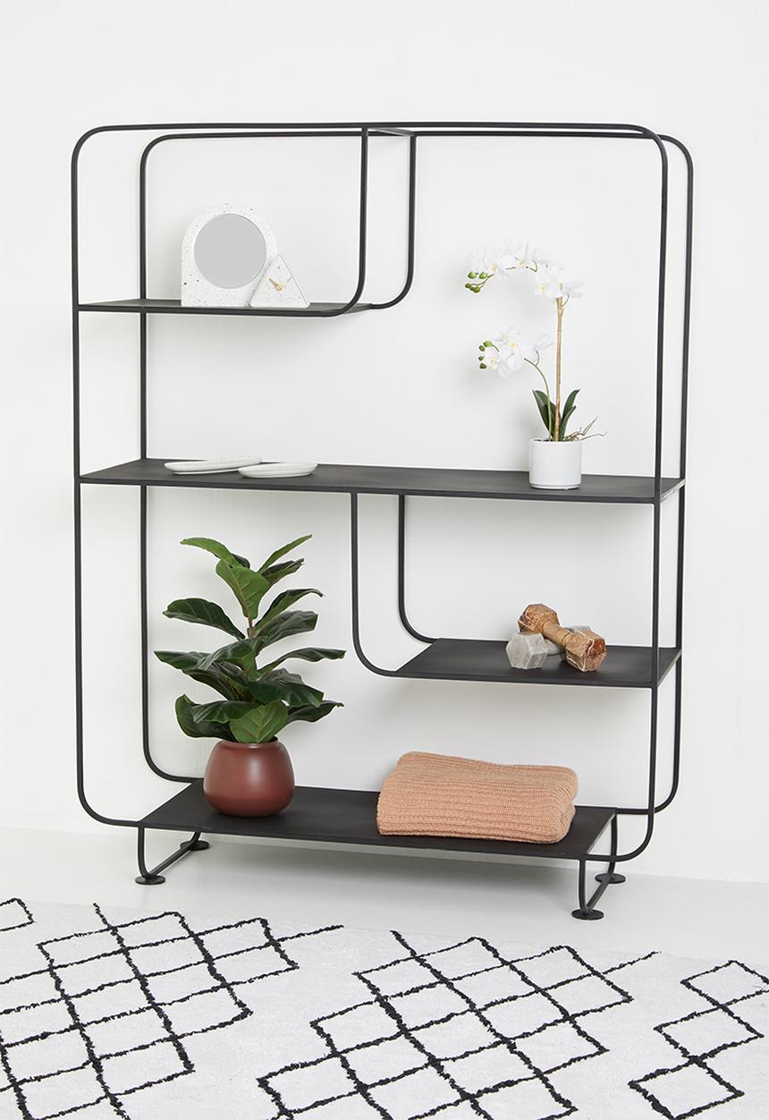 Sixth Floor - Nova 4 shelf metal cabinet - black