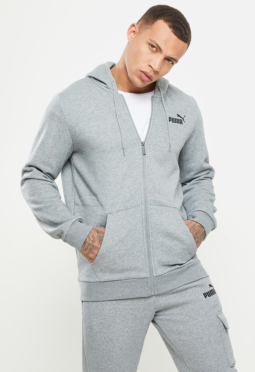 PUMA - Ess small logo fz hoodie fl - medium grey heather