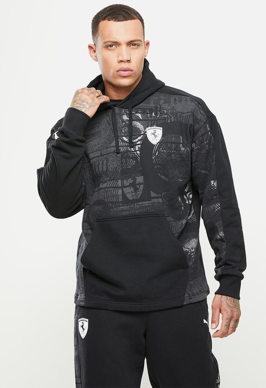 PUMA - Ferrari race aop sweat hoodie - puma black