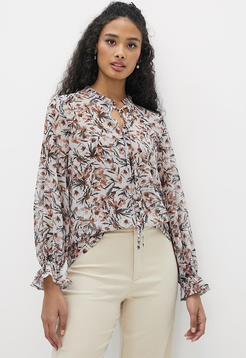 edit - Chiffon piecrust collar blouse - multi