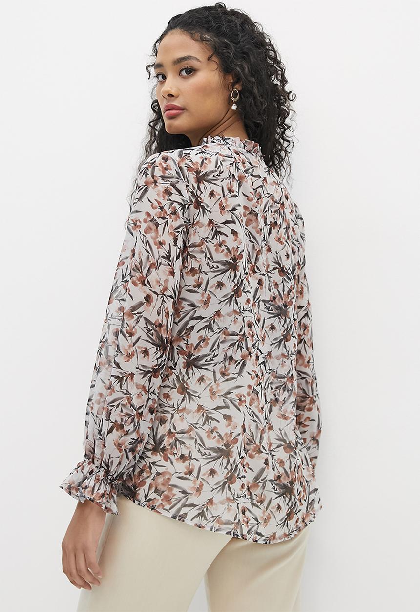 edit - Chiffon piecrust collar blouse - multi