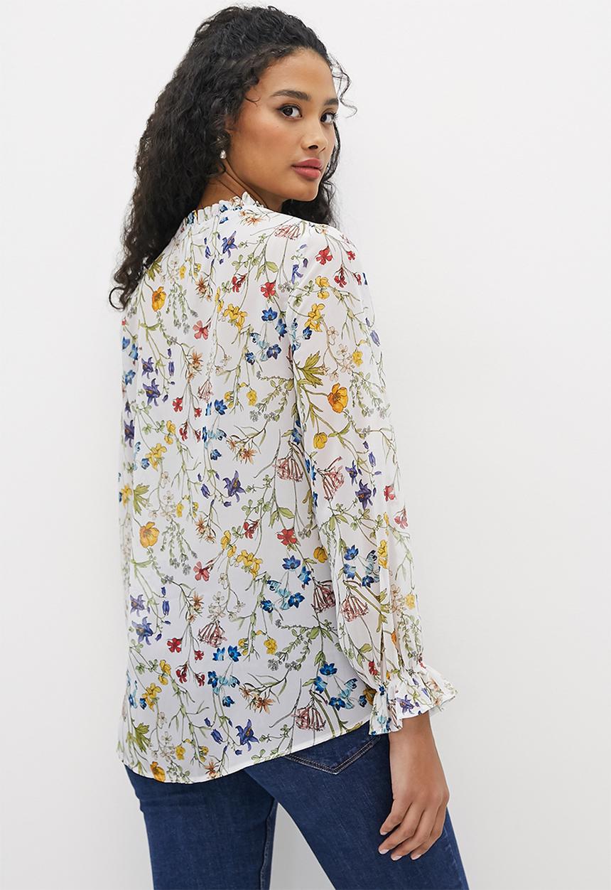 edit - Chiffon piecrust collar blouse - multi botanical floral