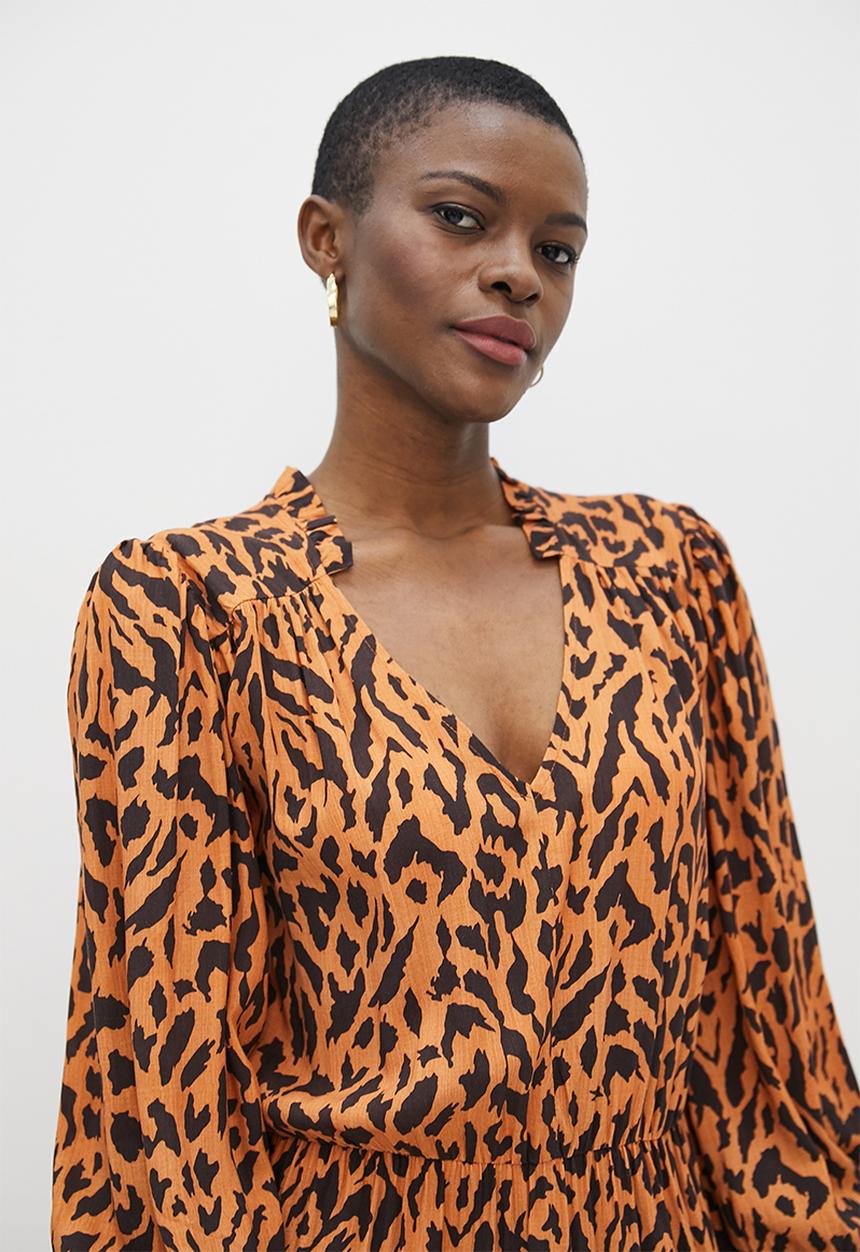 edit - Frill femme tiered maxi dress - natural animal