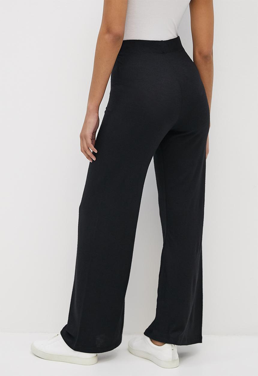 edit - Knit textured wide leg - black