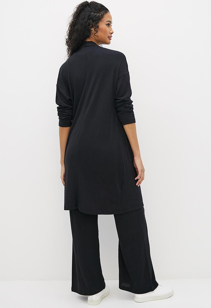 edit - Longline textured jacket - black