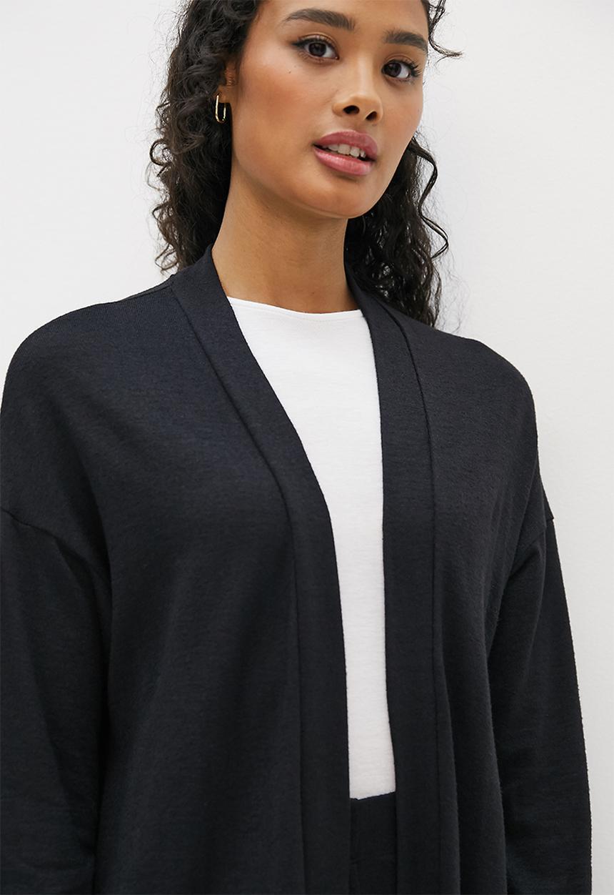 edit - Longline textured jacket - black