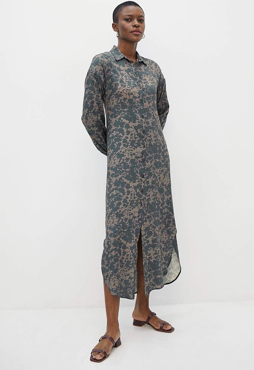 edit - Collumn collar shirt dress - smudged greys