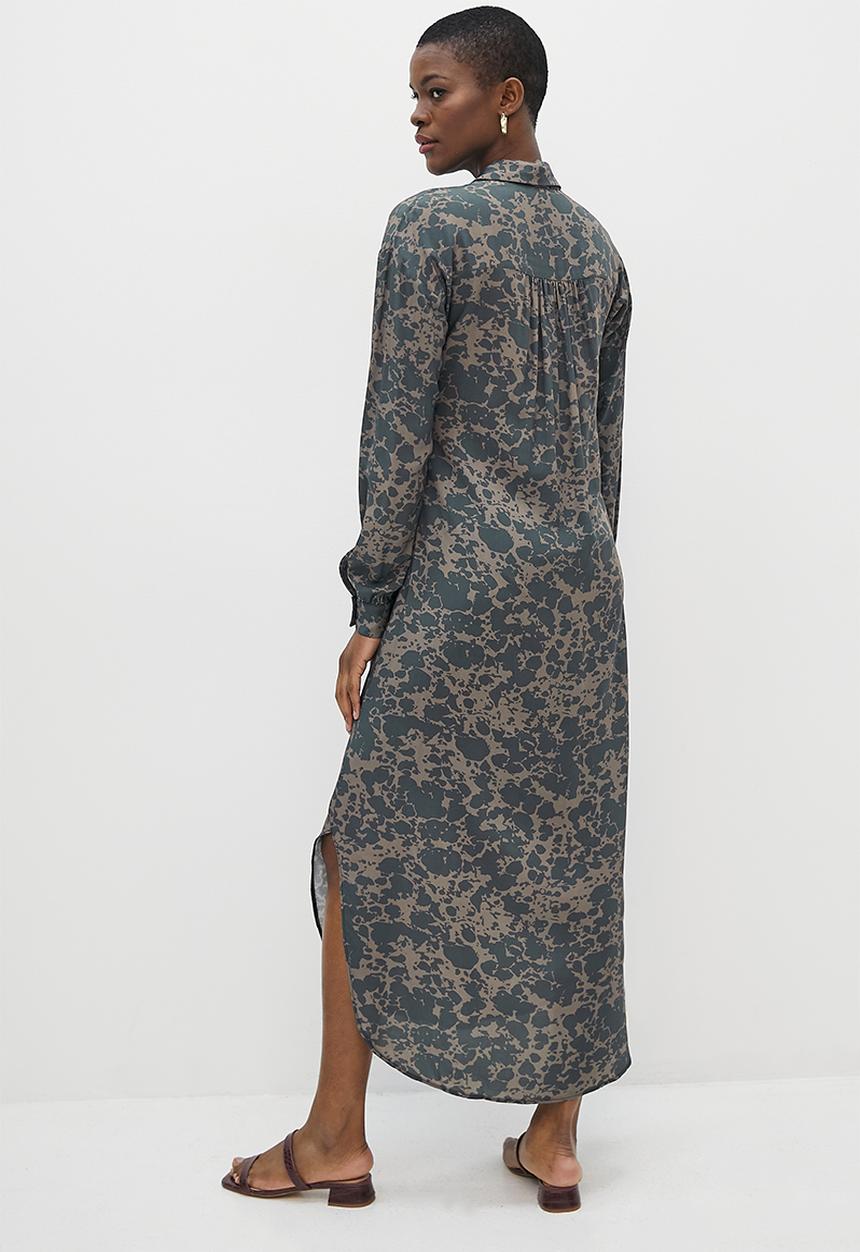 edit - Collumn collar shirt dress - smudged greys