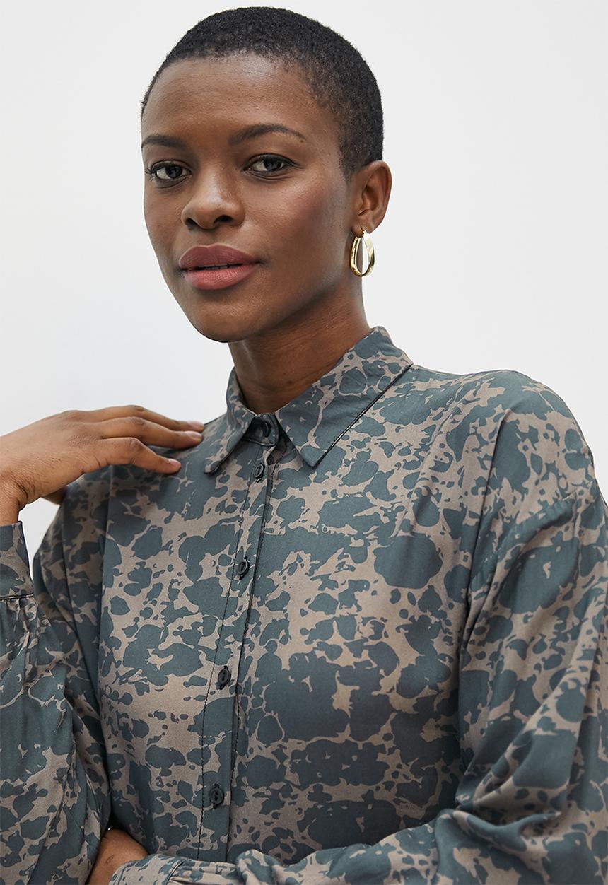 edit - Collumn collar shirt dress - smudged greys