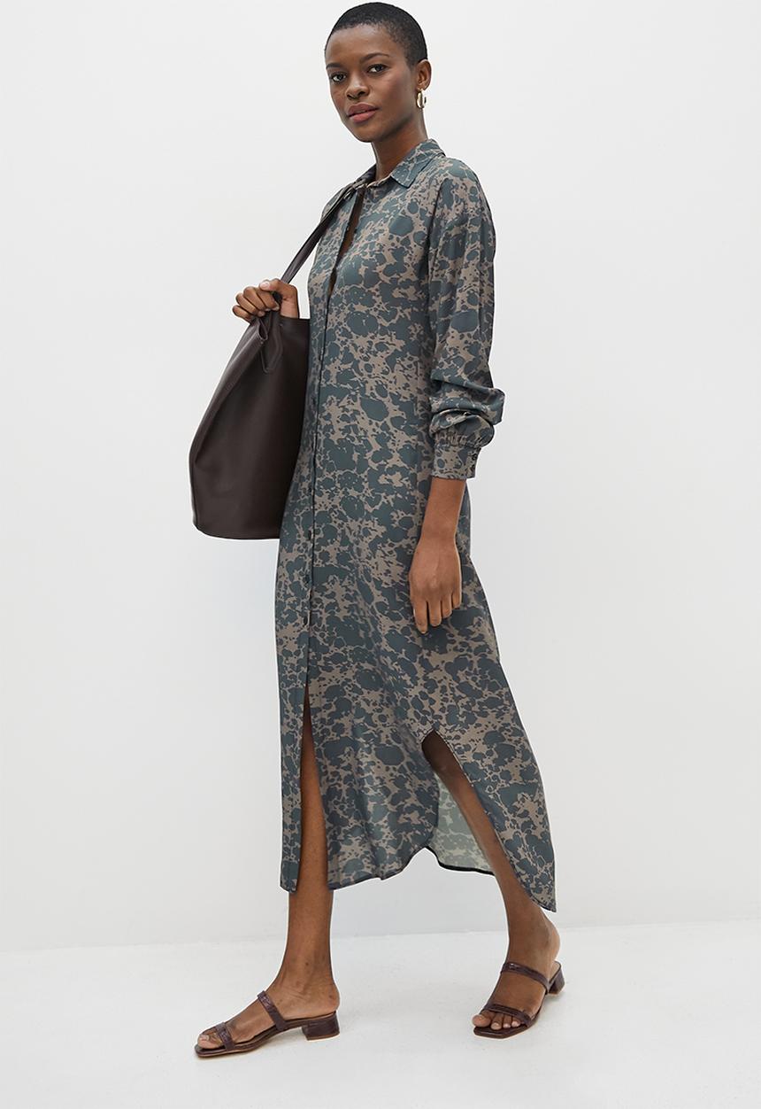 edit - Collumn collar shirt dress - smudged greys