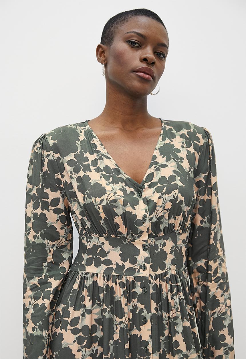 edit - Boho V-neck button down maxi - pink sage floral