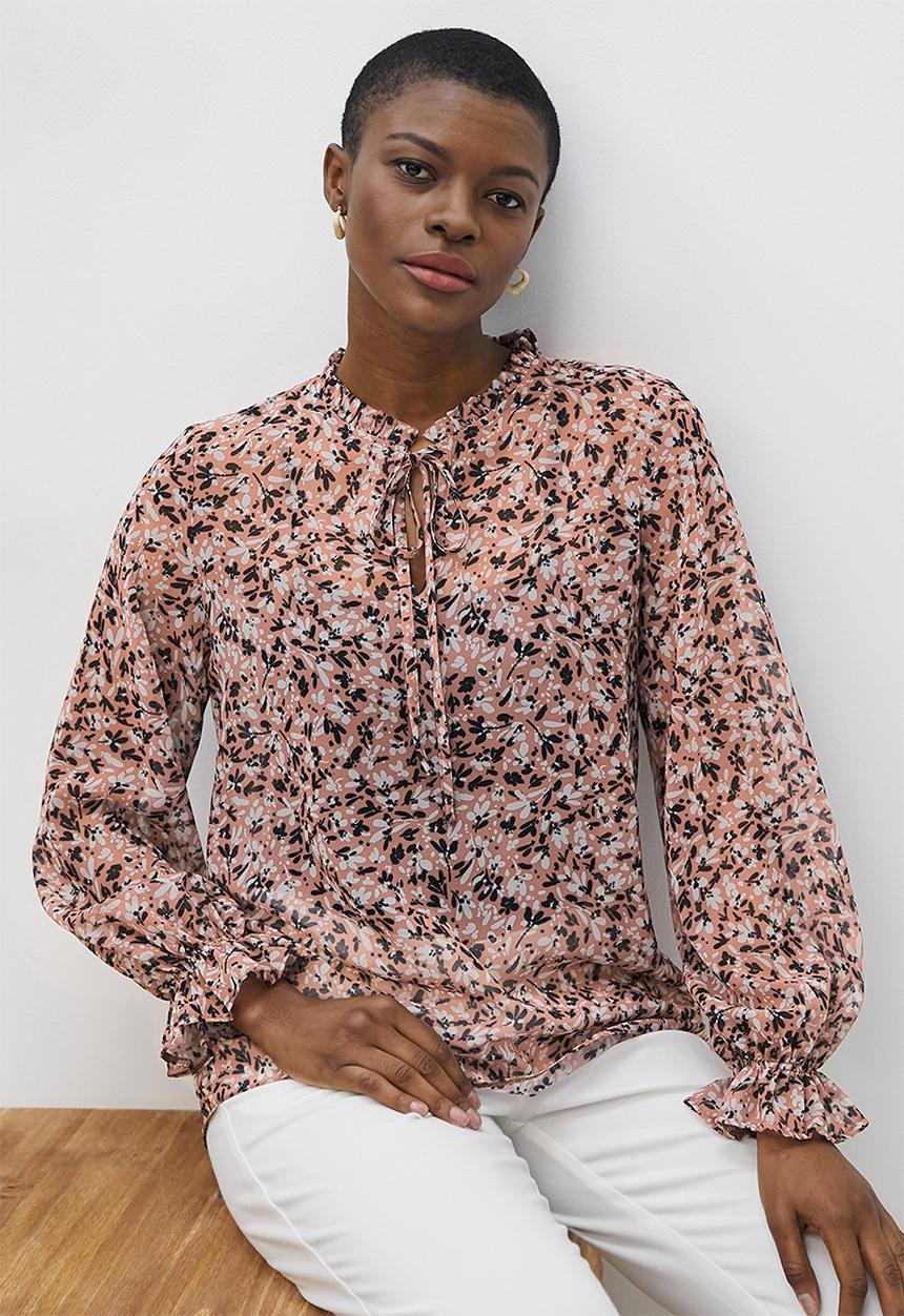 edit - Chiffon Piecrust collar blouse - wild flower ditsy