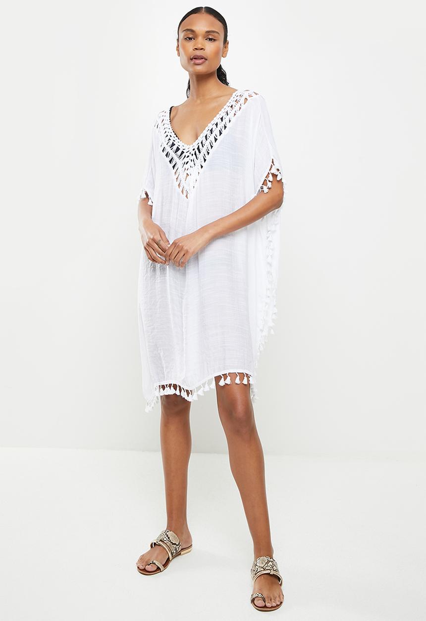 dailyfriday - Fringe low back kaftan - white