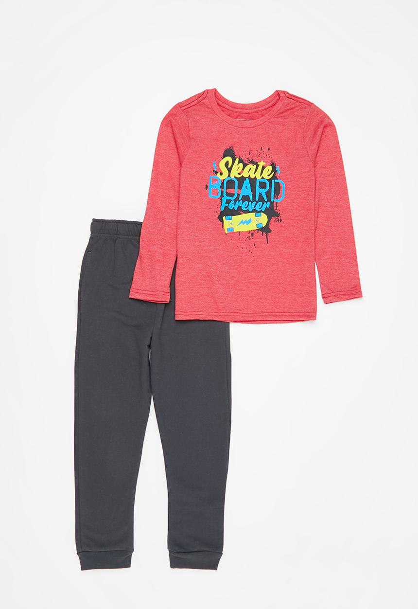 Pop Candy - Tee & jogger set - red & charcoal