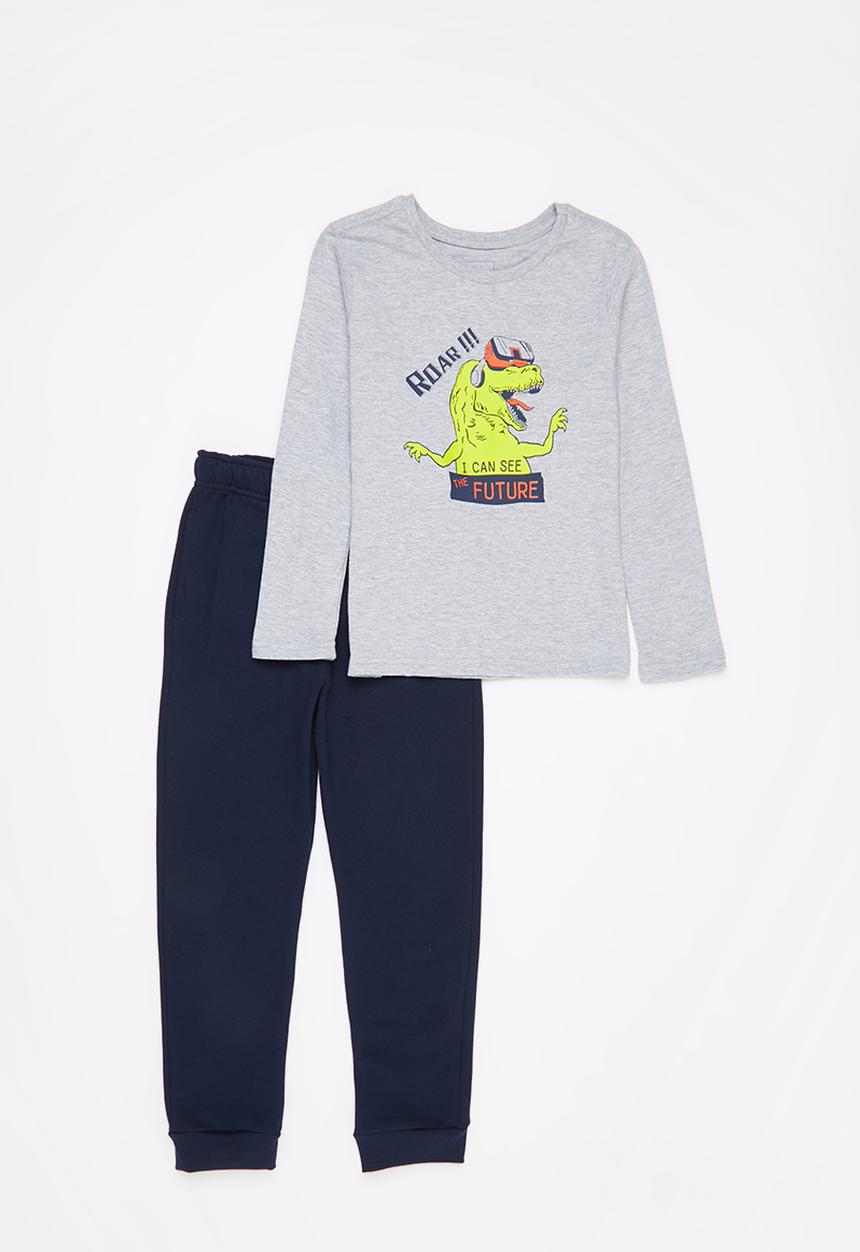 Pop Candy - Tee & jogger set - grey & navy