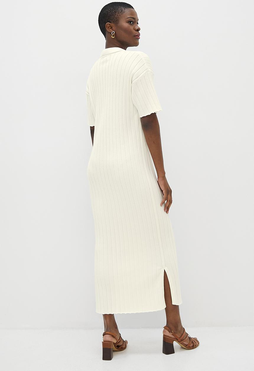 edit - Long collared slit tunic - ecru