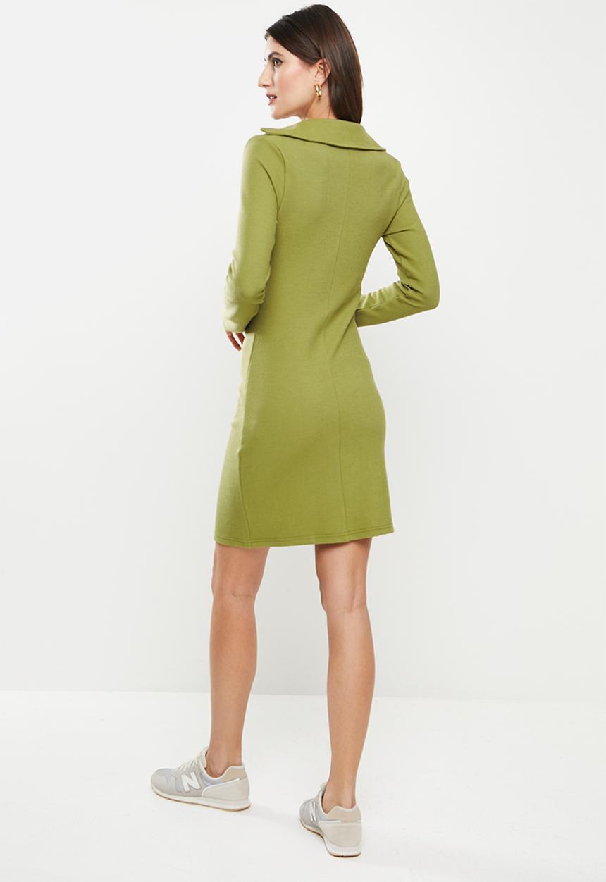 Me&B - Fine ribbed dress - sage