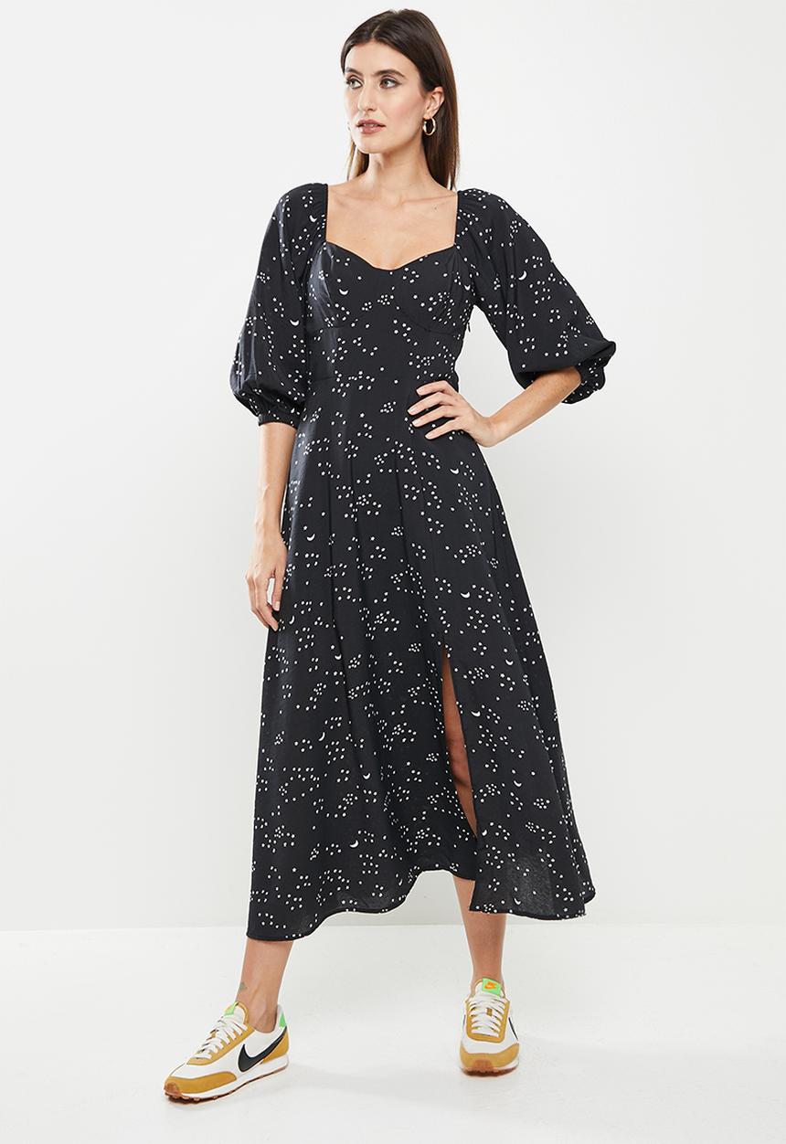 Me&B - Star and moon bodice tea dress - black