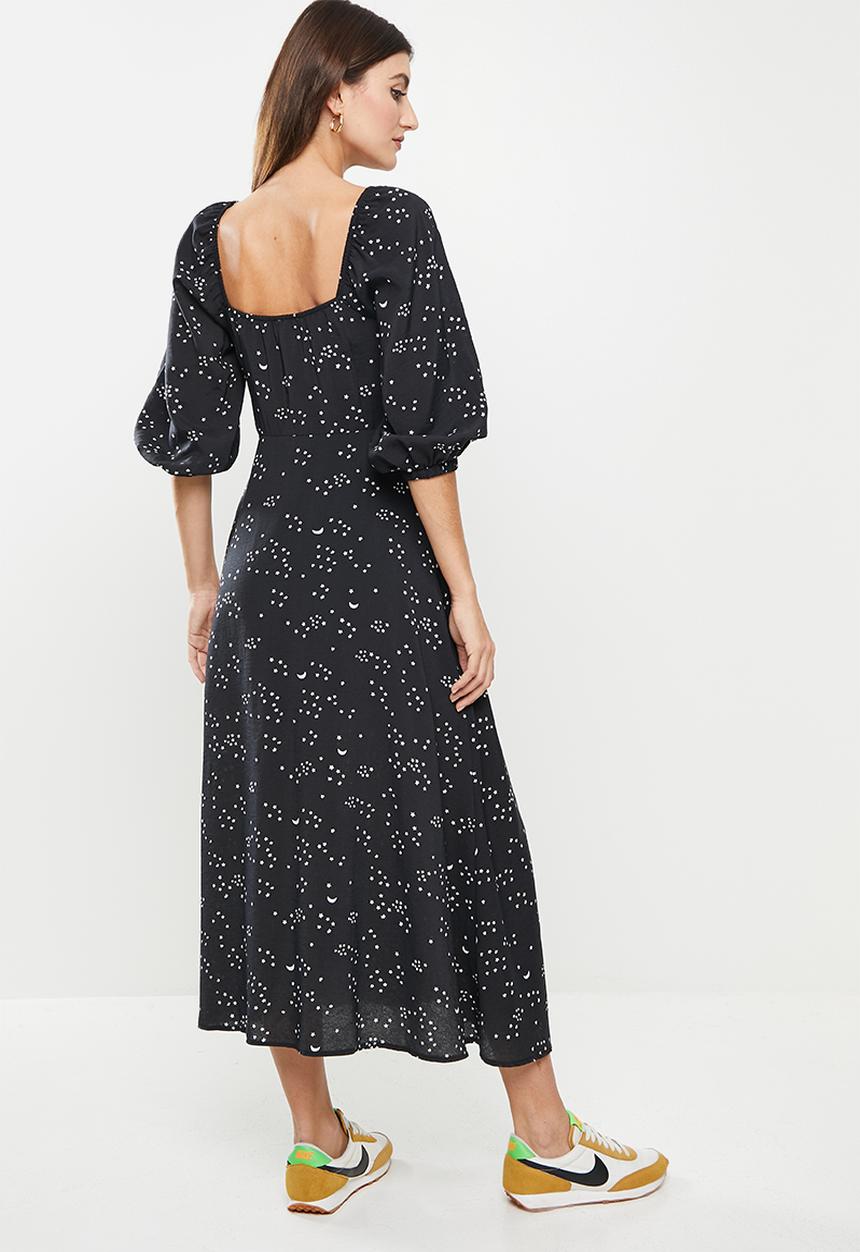Me&B - Star and moon bodice tea dress - black