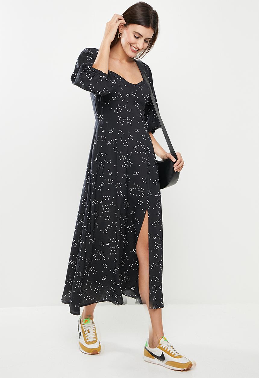 Me&B - Star and moon bodice tea dress - black