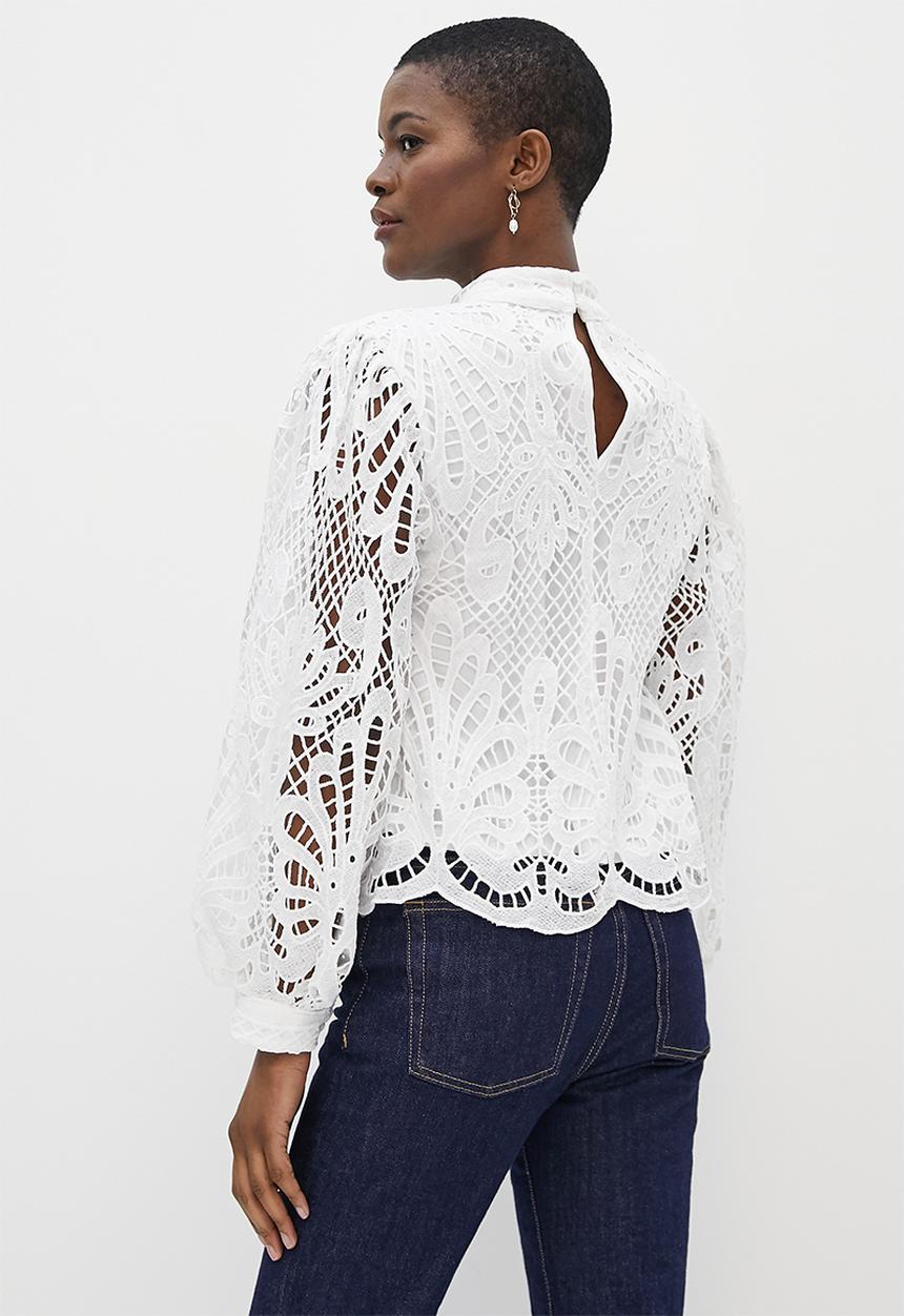 MILLA - Lace statement sleeve blouse - off white