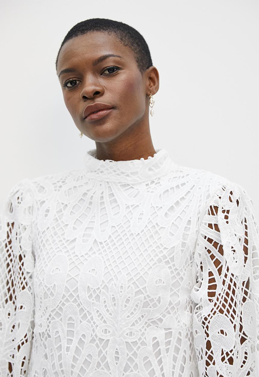 MILLA - Lace statement sleeve blouse - off white