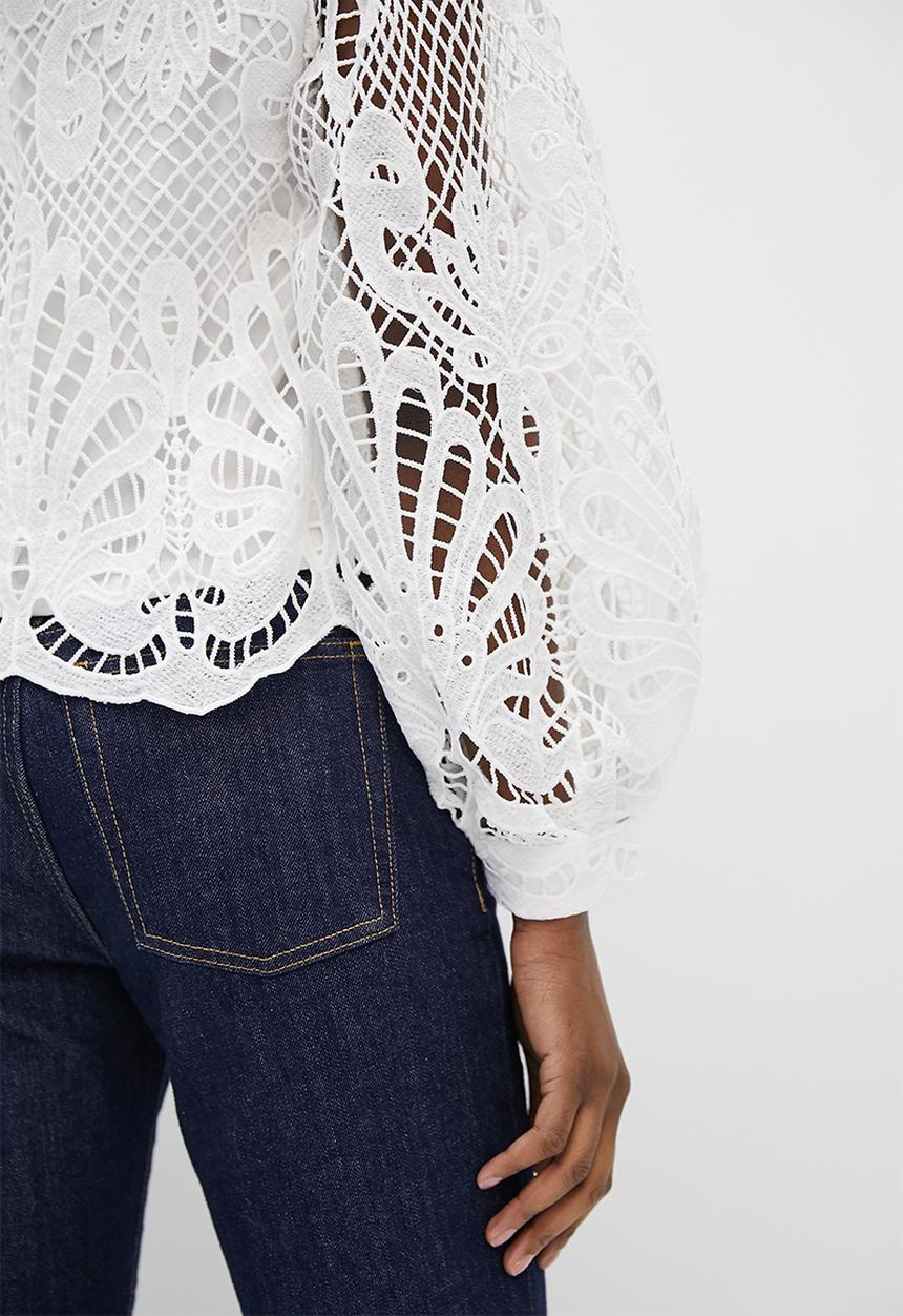 MILLA - Lace statement sleeve blouse - off white