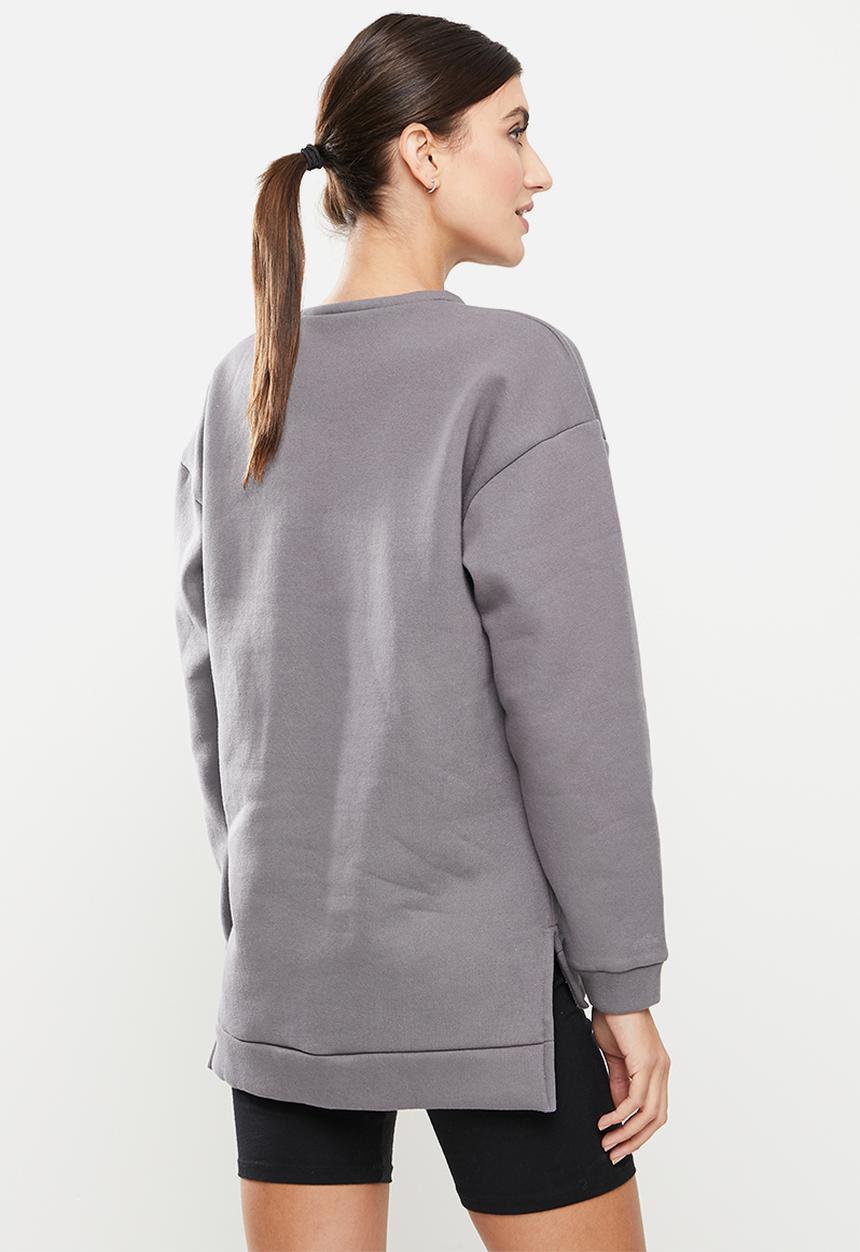 Trendyol - Raised loose pattern knitted sweatshirt  - grey