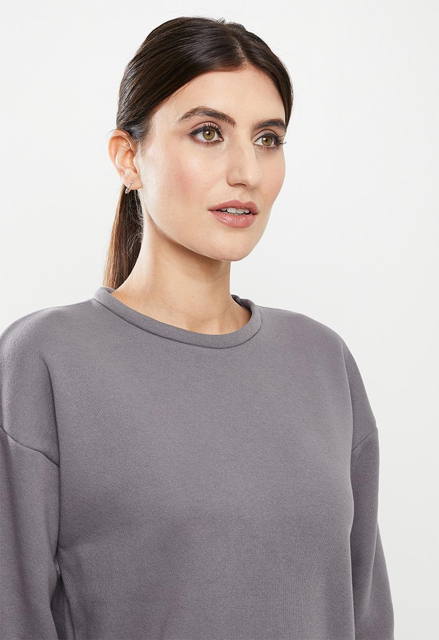 Trendyol - Raised loose pattern knitted sweatshirt  - grey