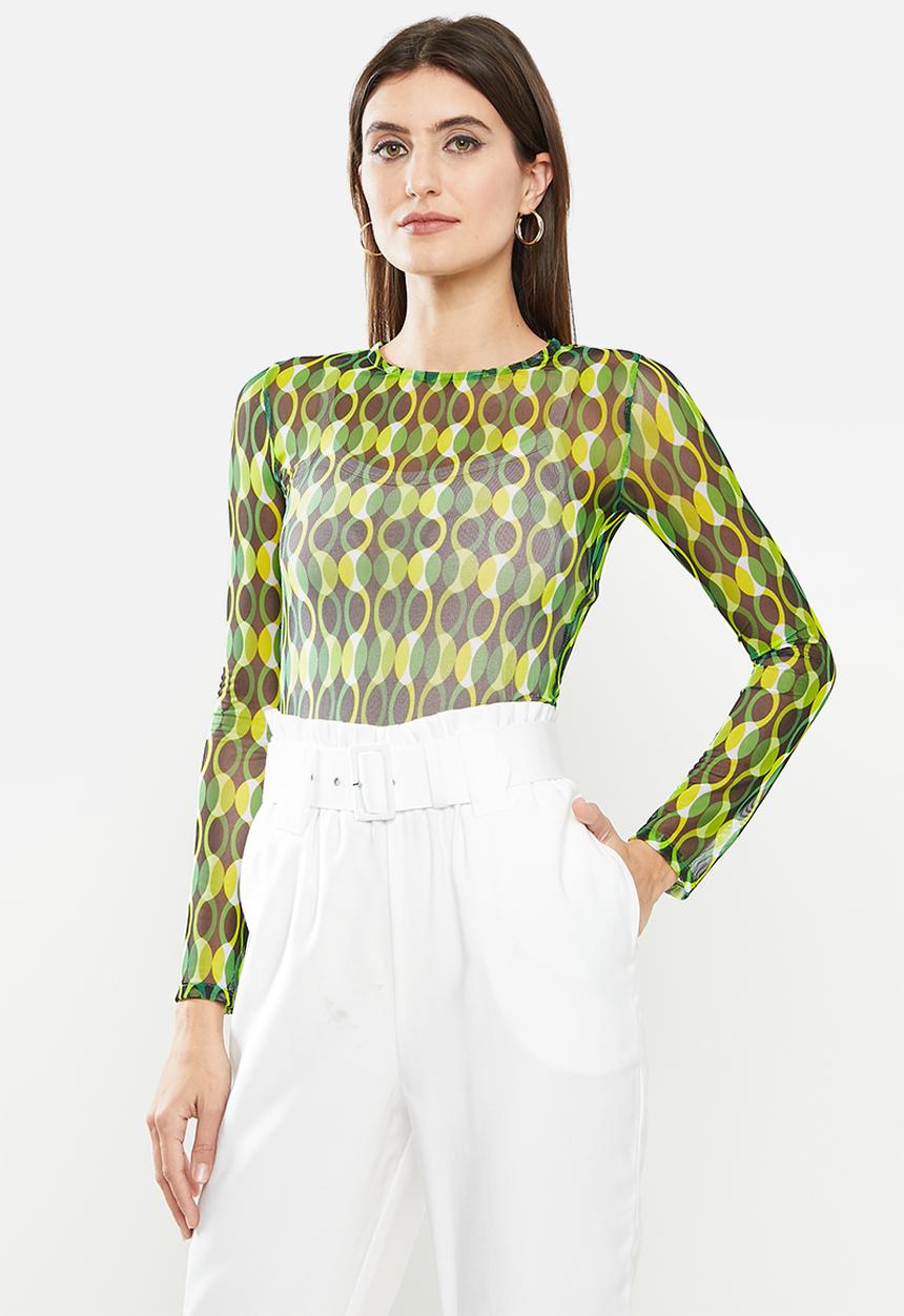 Me&B - Mesh tee top long sleeve - multi