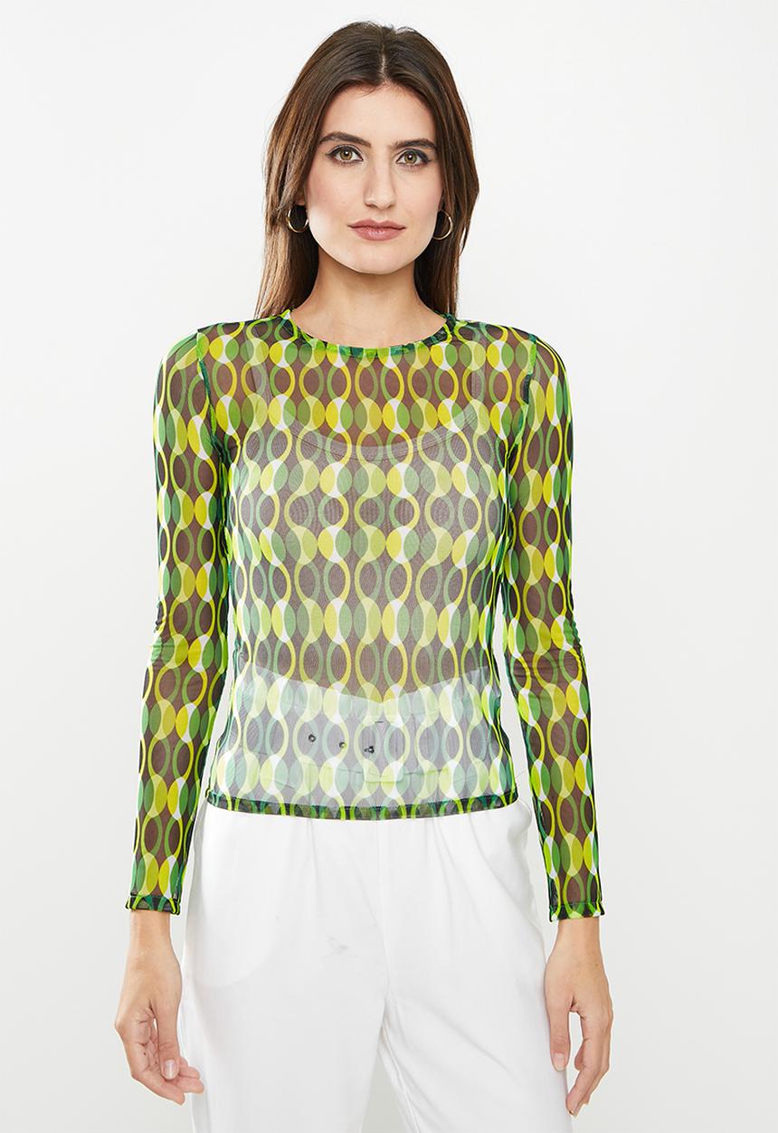 Me&B - Mesh tee top long sleeve - multi