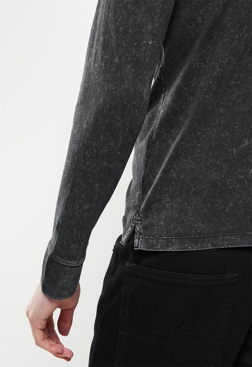 Replay - Replay long sleeve washed golfer - charcoal