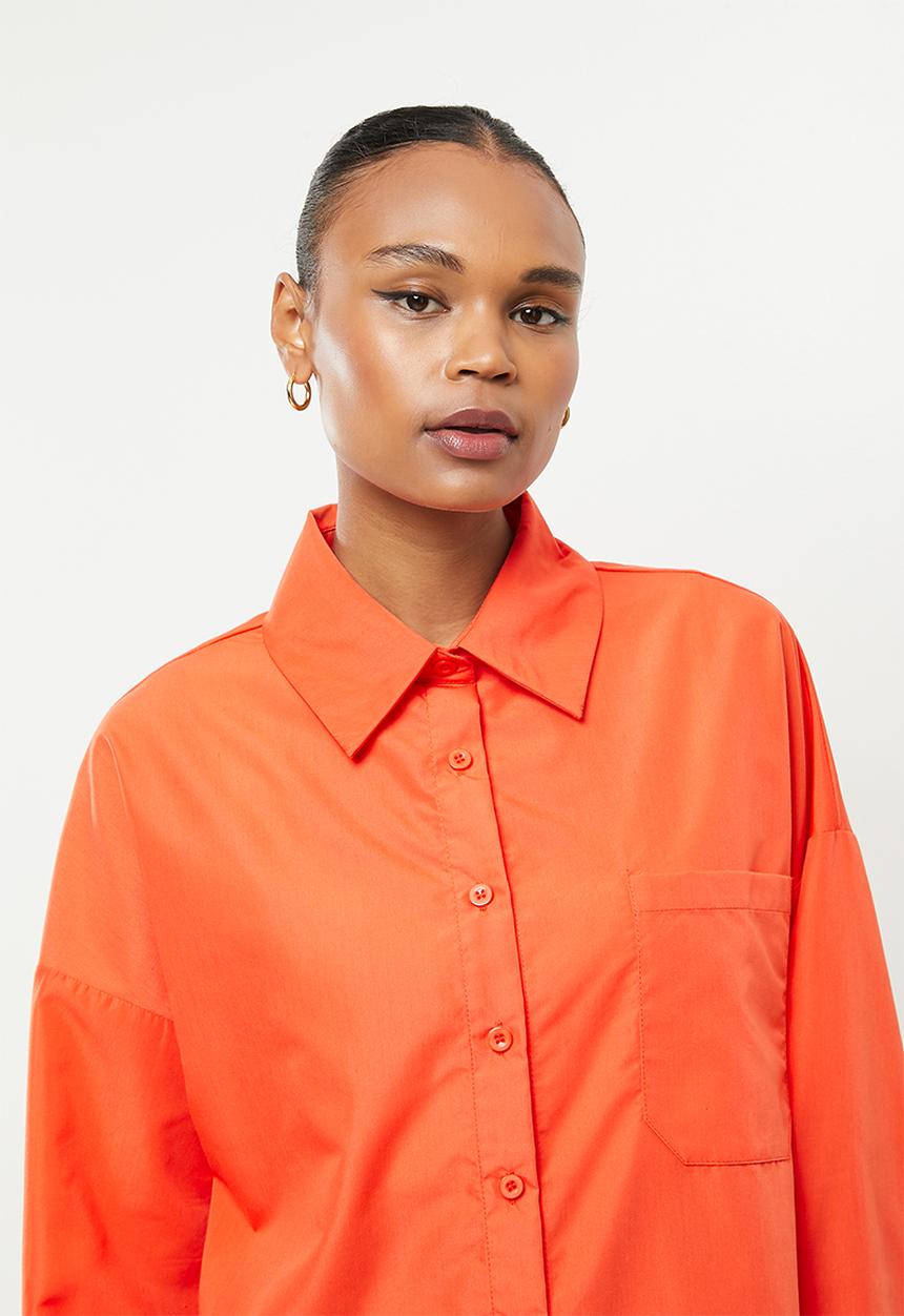 Missguided - Oversized poplin shirt - orange