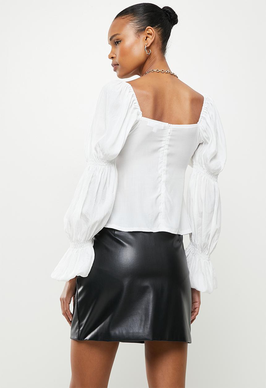 Missguided - Puff sleeve milkmaid top - white