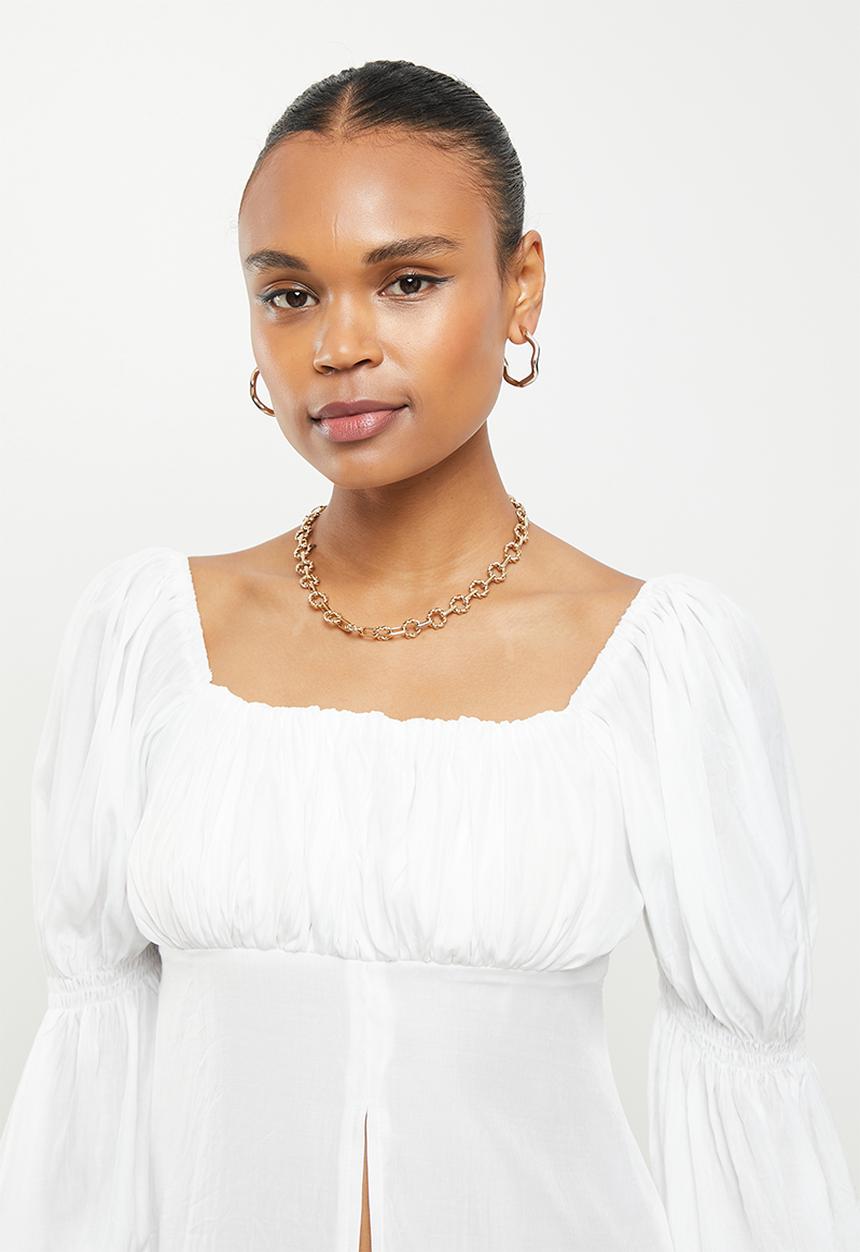 Missguided - Puff sleeve milkmaid top - white