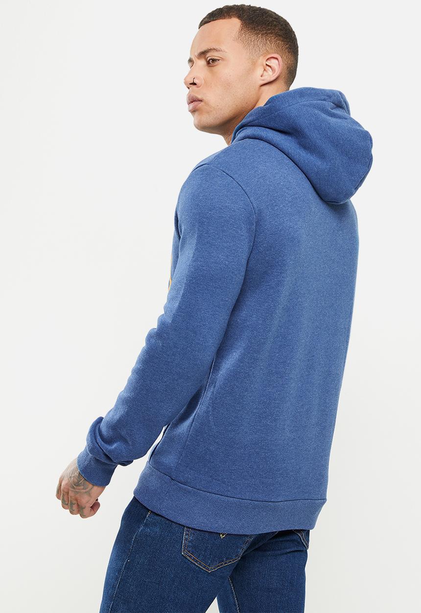 Superdry. - Script style col hoodie - rich blue marl