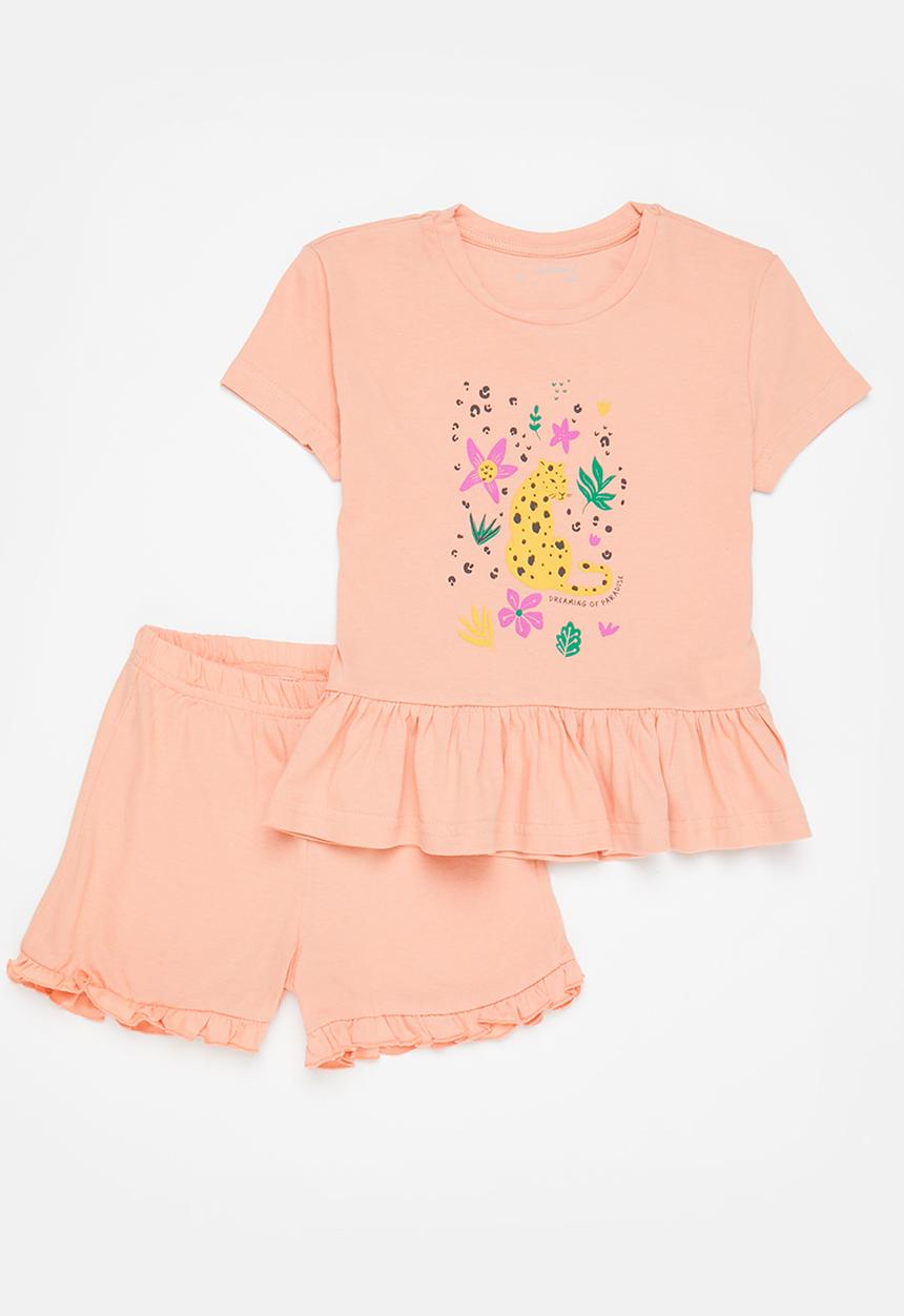 Superbalist Kids - Frill detail pj set - peach