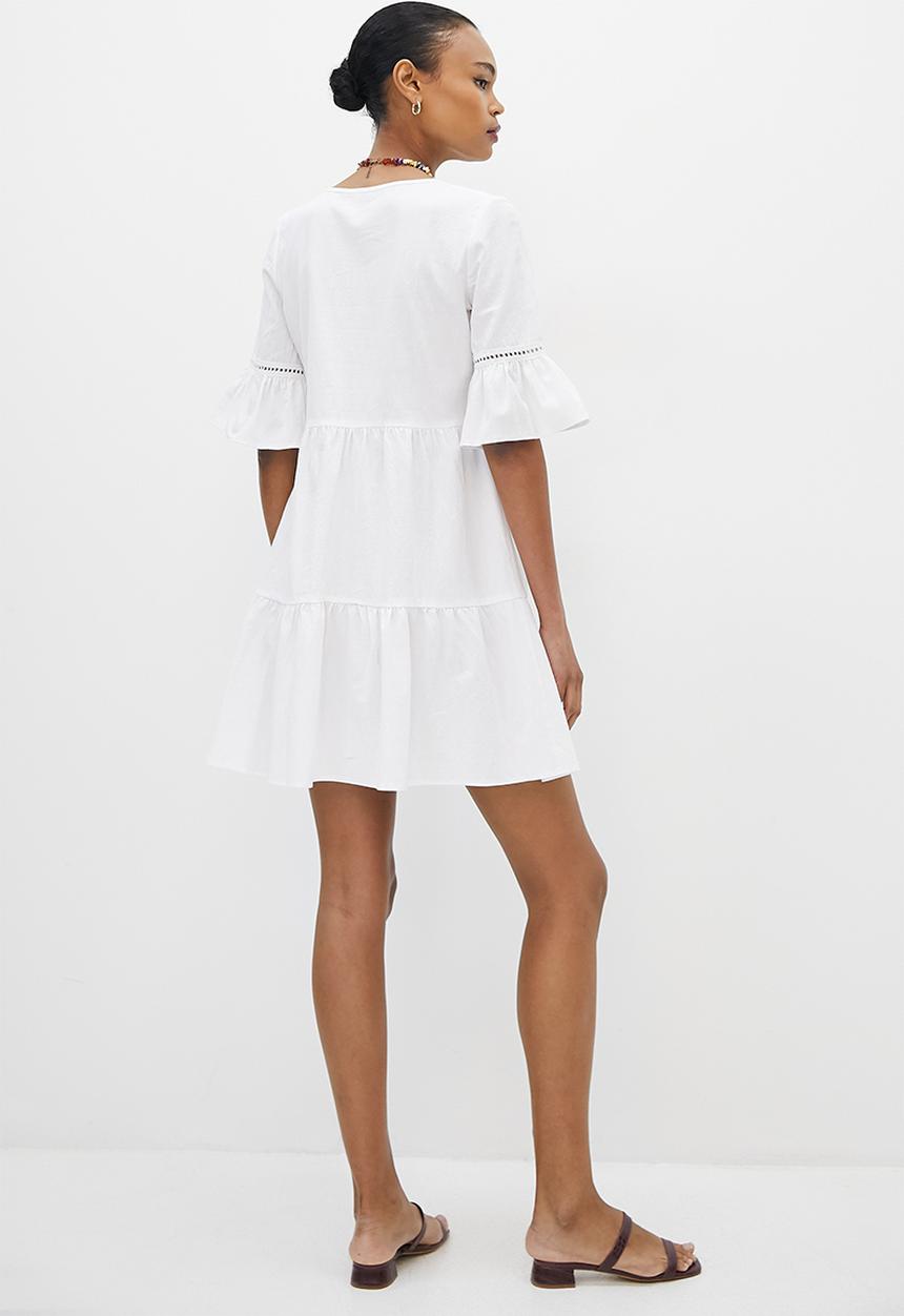 MILLA - Trim inset mini dress - ivory