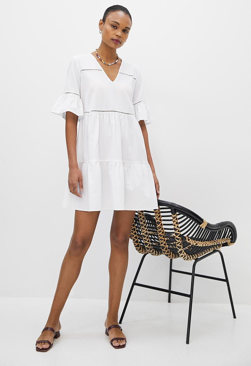 MILLA - Trim inset mini dress - ivory
