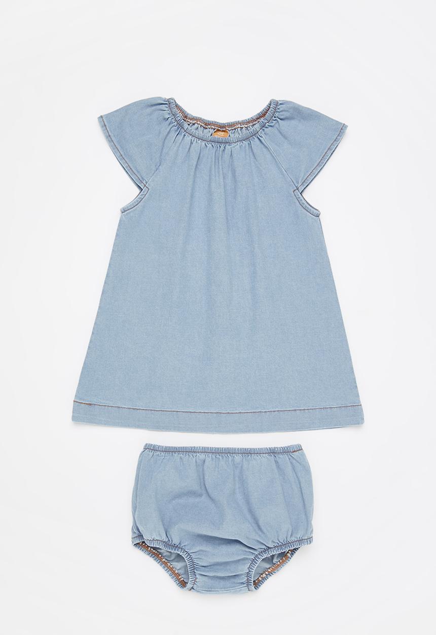 UP Baby - Denim blouse and underwear - blue