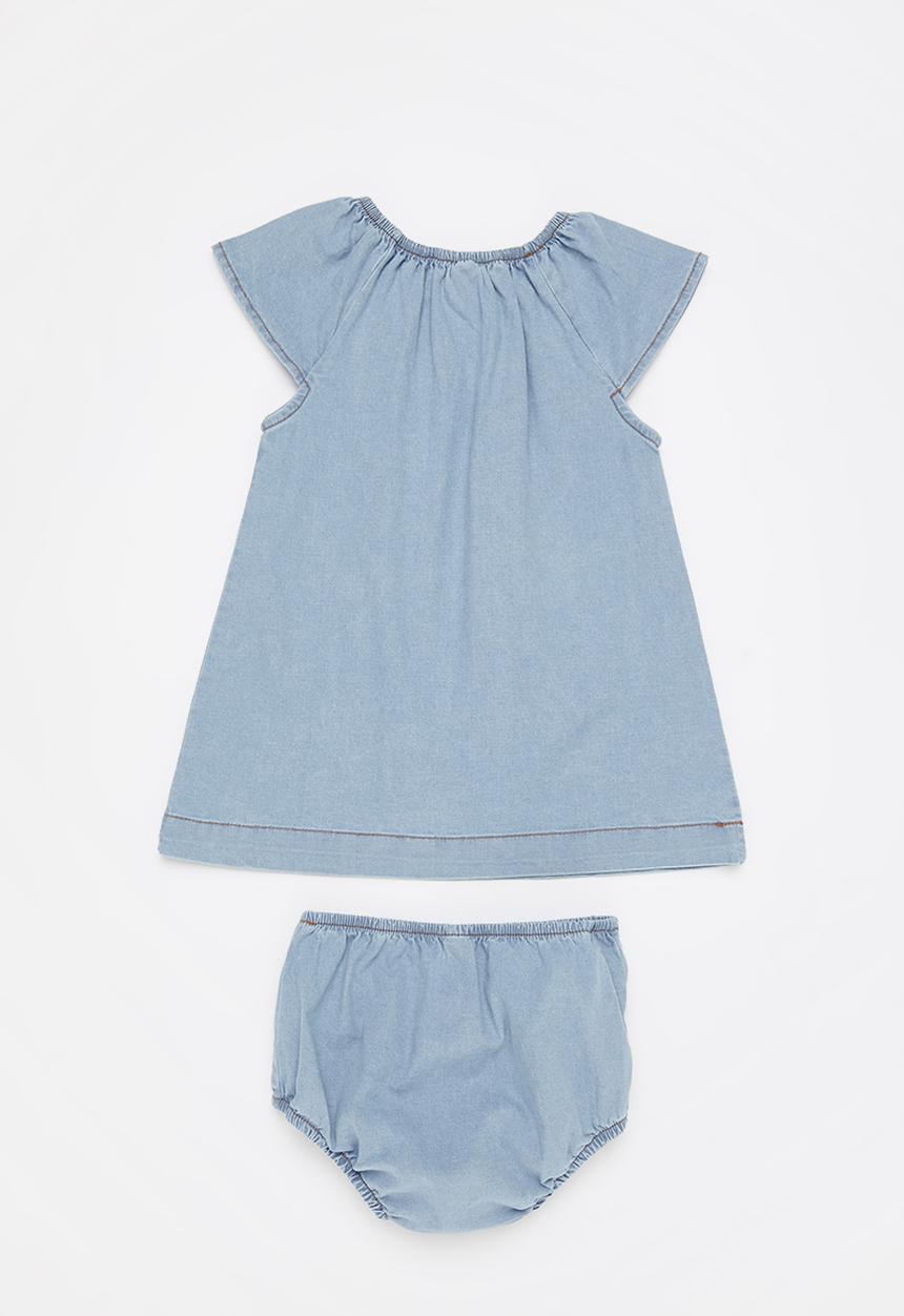 UP Baby - Denim blouse and underwear - blue