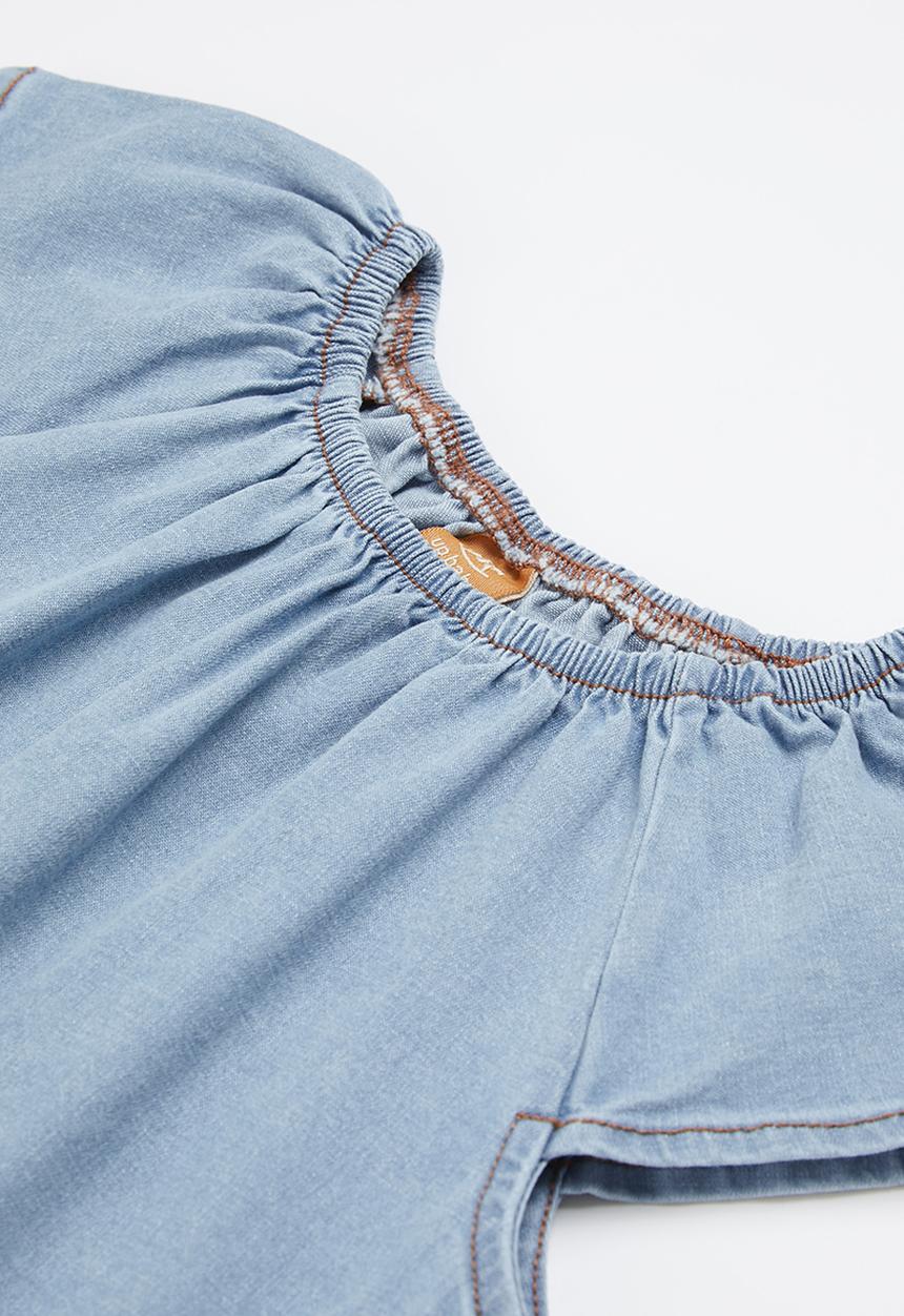 UP Baby - Denim blouse and underwear - blue