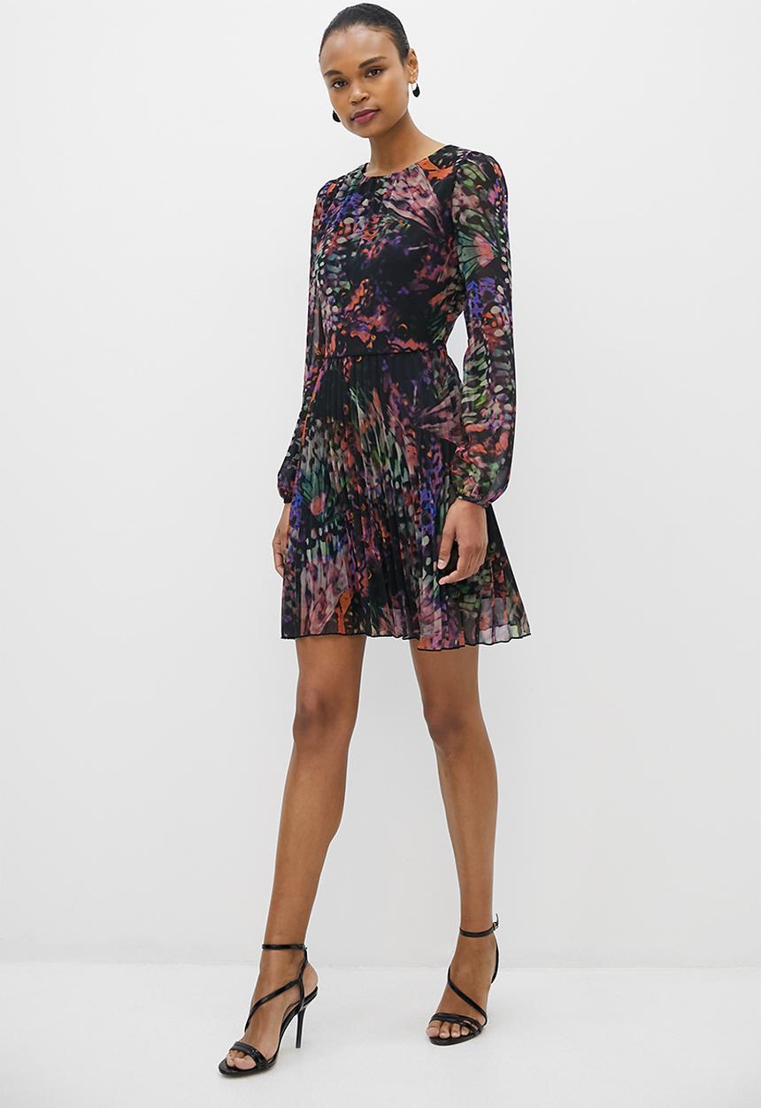 MILLA - Fit and flare pleated mini dress - butterfly print