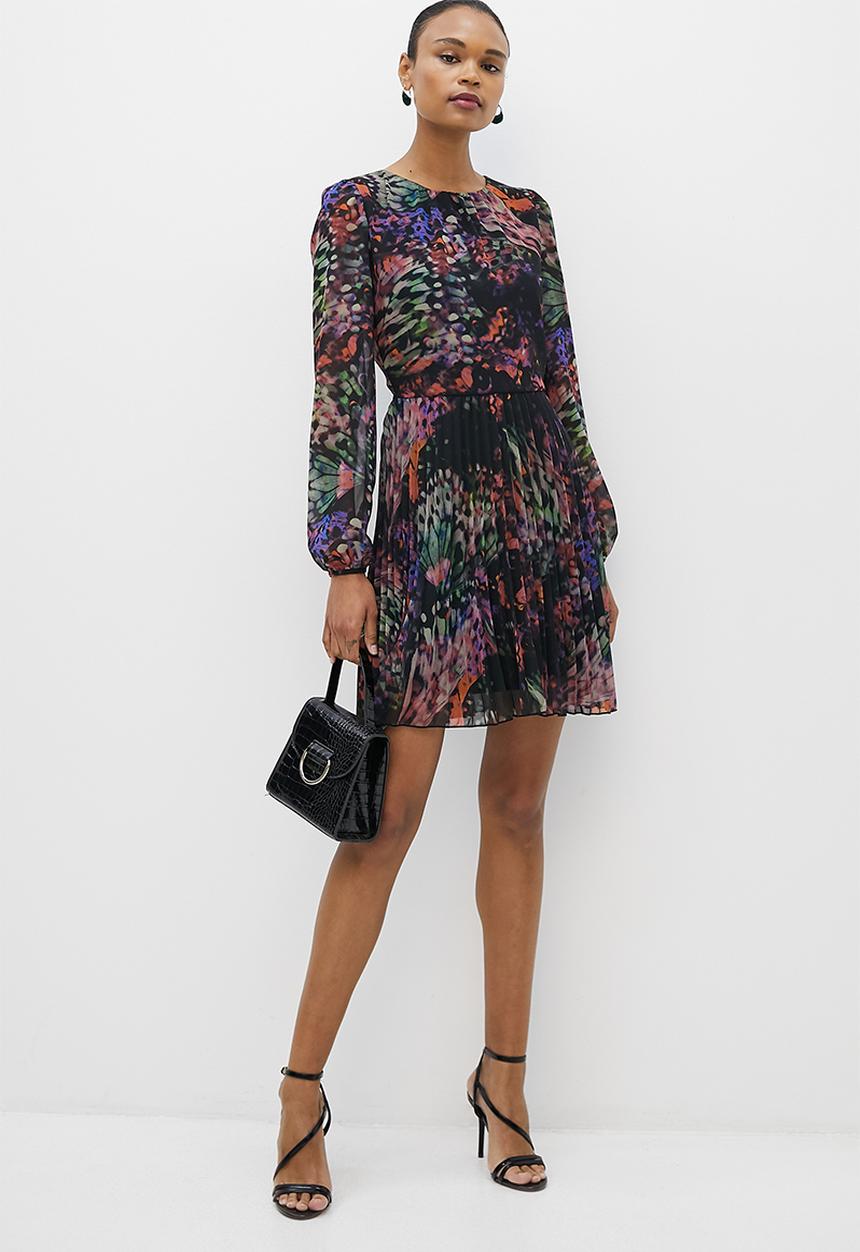 MILLA - Fit and flare pleated mini dress - butterfly print