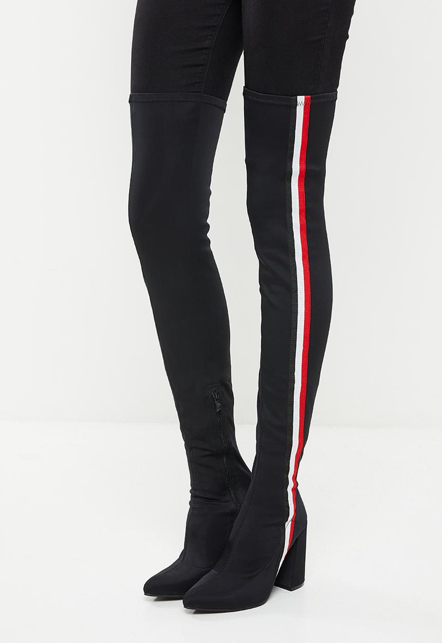 Seduction - Racer stripe over the knee boot - black