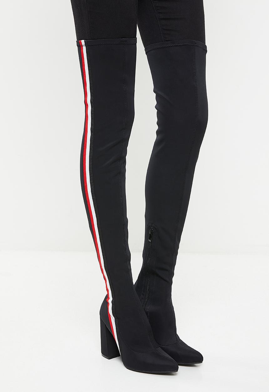 Seduction - Racer stripe over the knee boot - black