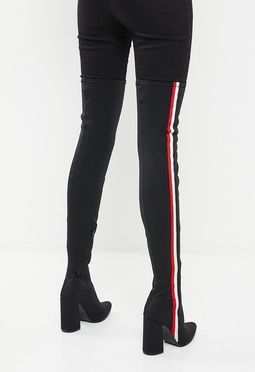 Seduction - Racer stripe over the knee boot - black