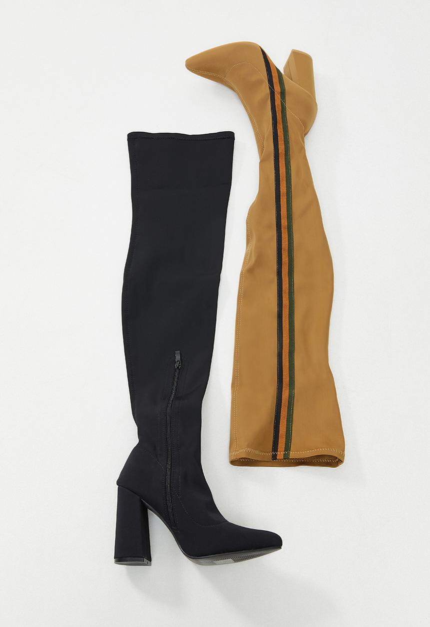 Seduction - Racer stripe over the knee boot - black
