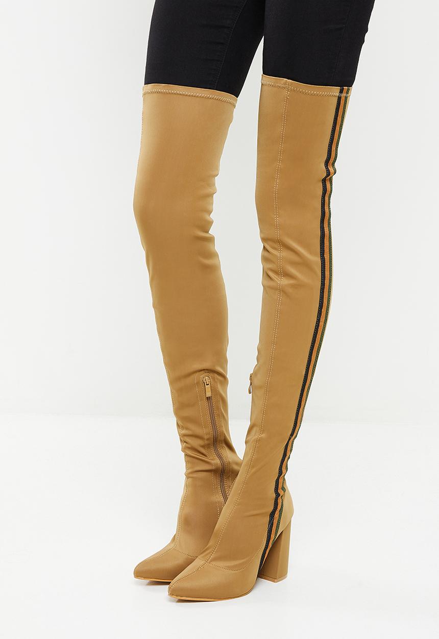 Seduction - Racer stripe over the knee boot - taupe