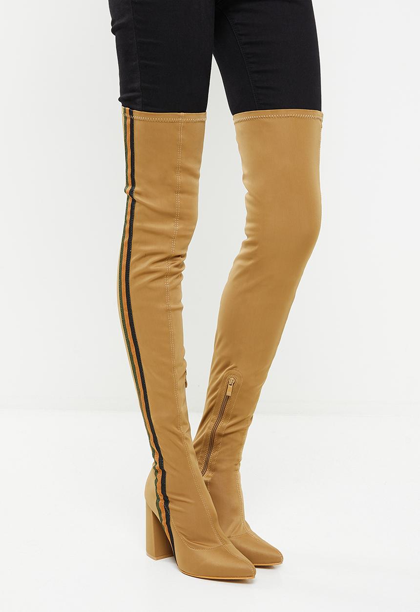 Seduction - Racer stripe over the knee boot - taupe